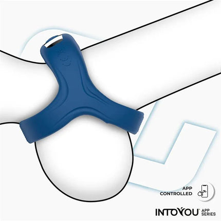 Rank Vibrating Ring with App Blue showcasing sleek blue design from Intoyou App Series.