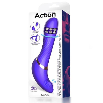 Rayden Detachable Rotating Beads Vibrator with Pulsation Two Positions in packaging.