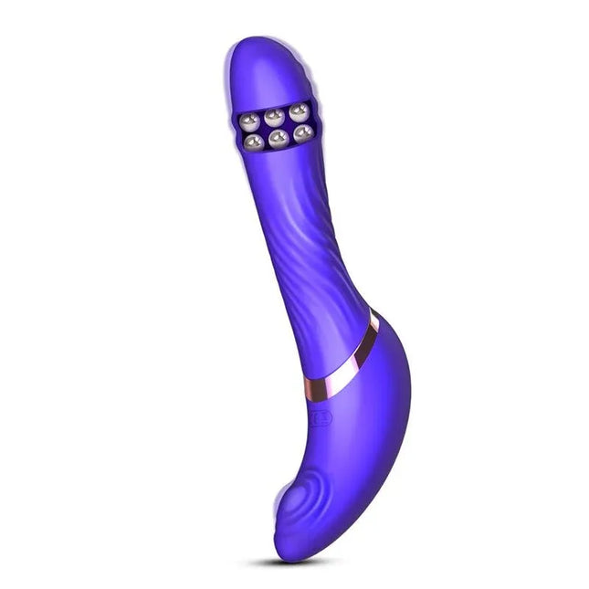 Rayden Detachable Rotating Beads Vibrator with Pulsation Two Positions in purple silicone design