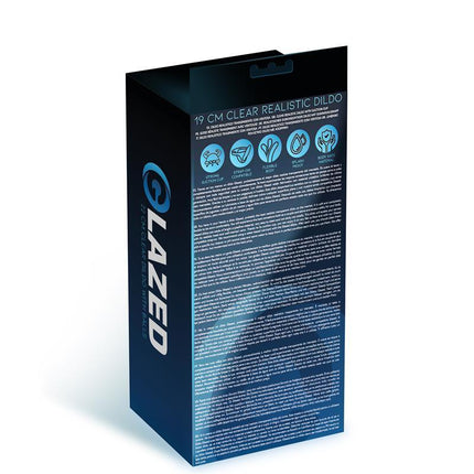 Packaging for Realistic Dildo Crystal Material 19 cm with glazed finish and lifelike detailing.