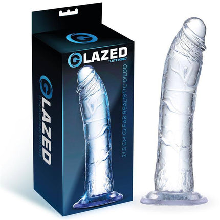 Realistic Dildo Crystal Material 21,5 cm with transparent design and packaging