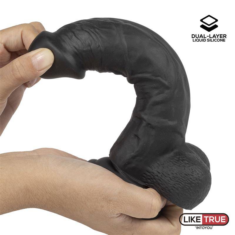 Realistic Dildo Liquid Silicone Dual Layer 8 Black - secretsextoys.store