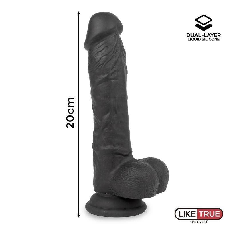 Realistic Dildo Liquid Silicone Dual Layer 8 Black - secretsextoys.store
