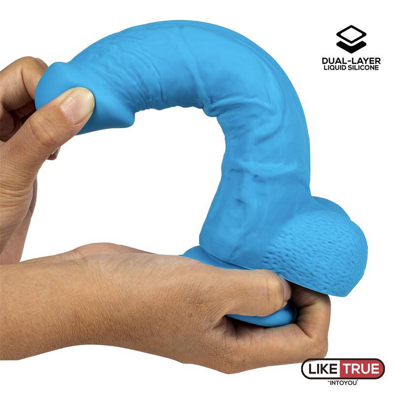 Realistic Dildo Liquid Silicone Dual Layer 8 Blue - secretsextoys.store