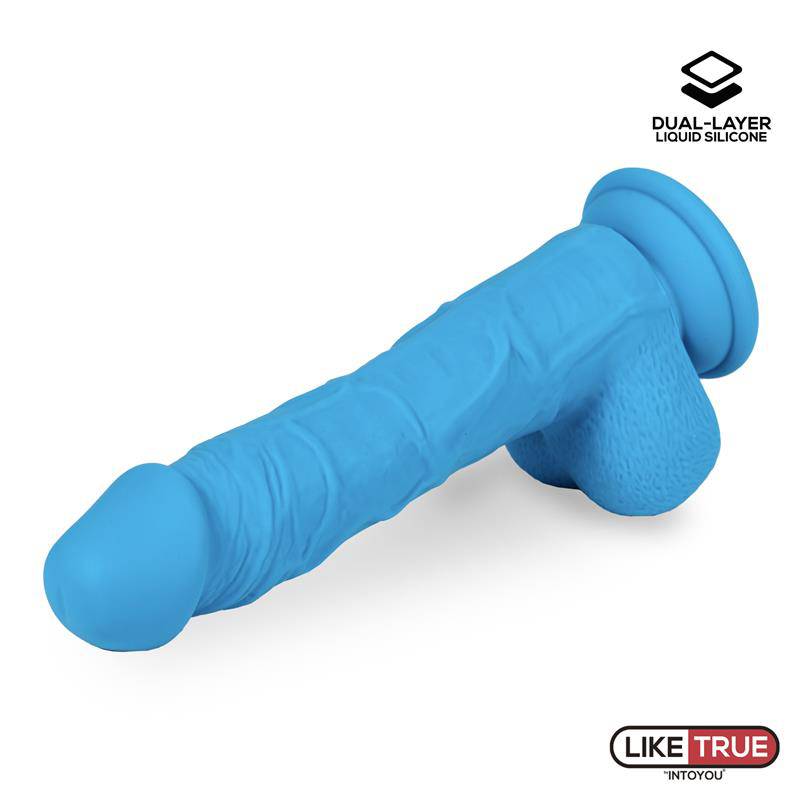 Realistic Dildo Liquid Silicone Dual Layer 8 Blue - secretsextoys.store