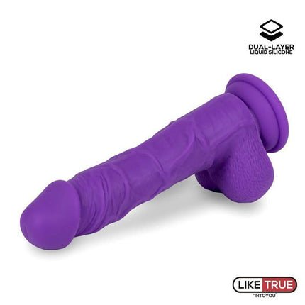 Realistic Dildo Liquid Silicone Dual Layer 8 Purple, hyper-realistic dual-layer silicone dildo for solo or partner play, premium design.