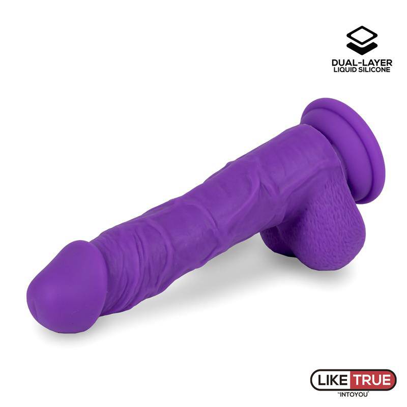 Realistic Dildo Liquid Silicone Dual Layer 8 Purple - secretsextoys.store