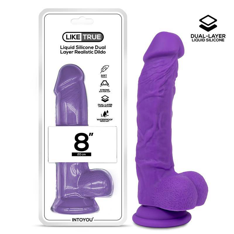 Realistic Dildo Liquid Silicone Dual Layer 8 Purple - secretsextoys.store