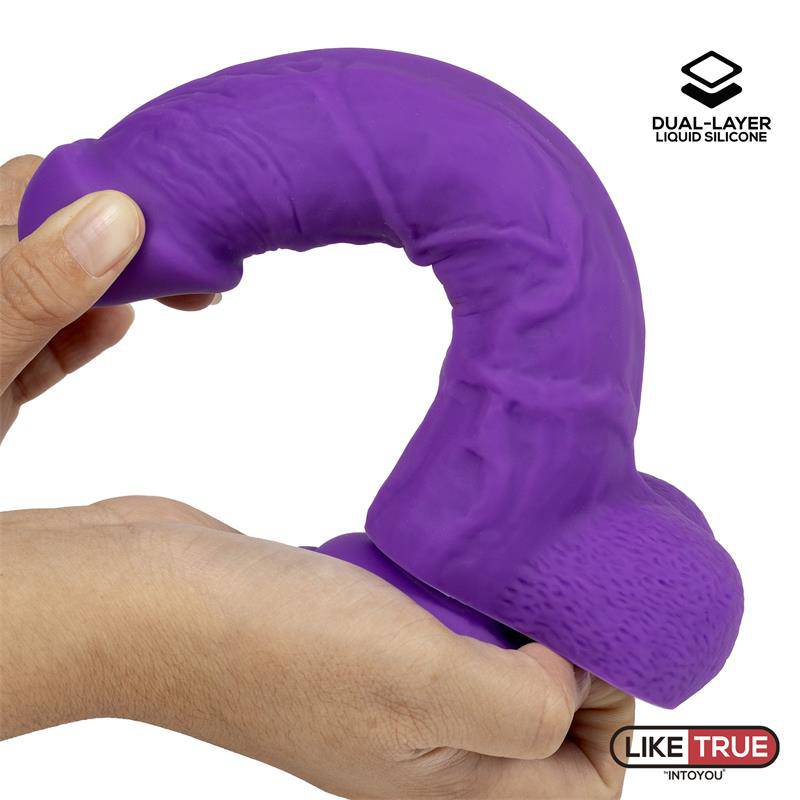 Realistic Dildo Liquid Silicone Dual Layer 8 Purple - secretsextoys.store
