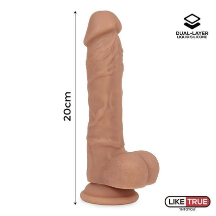 Realistic Dildo Liquid Silicone Dual Layer 8 by LikeTrue showcasing lifelike texture and dual-layer silicone design.