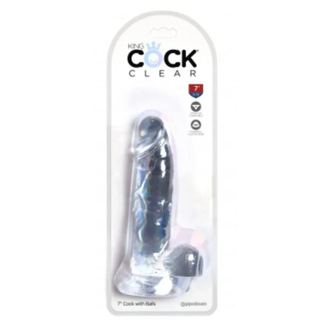 Realistic Dildo with Testicles 7 Clear in packaging