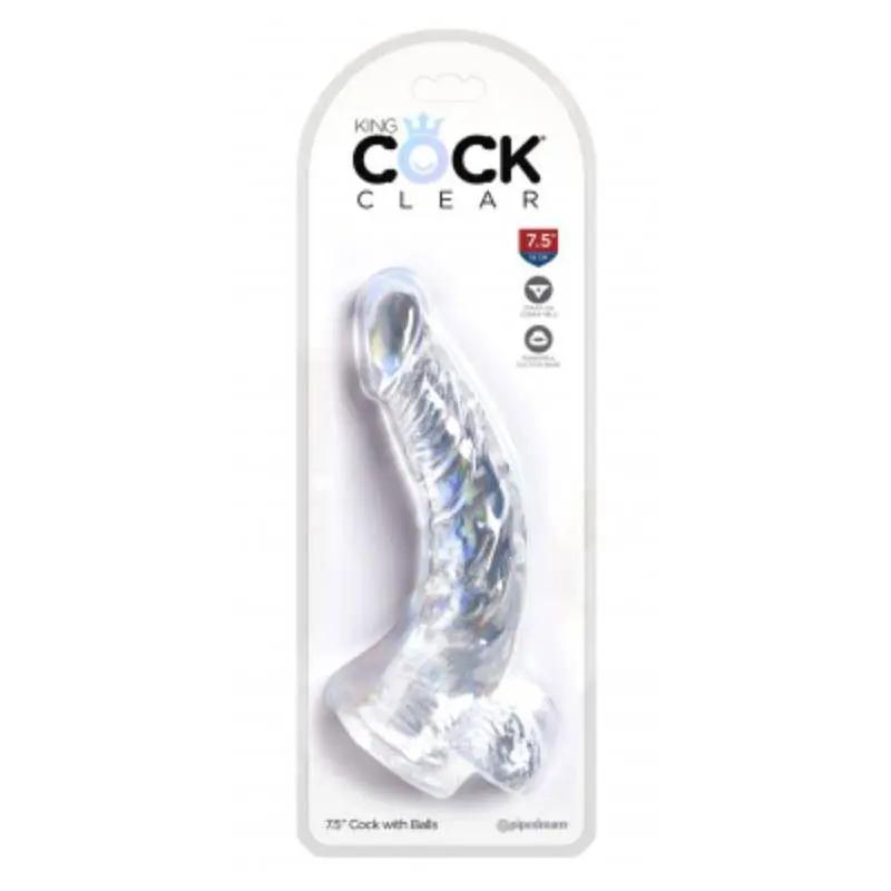 Realistic Dildo with Testicles 7.5 Clear - secretsextoys.store