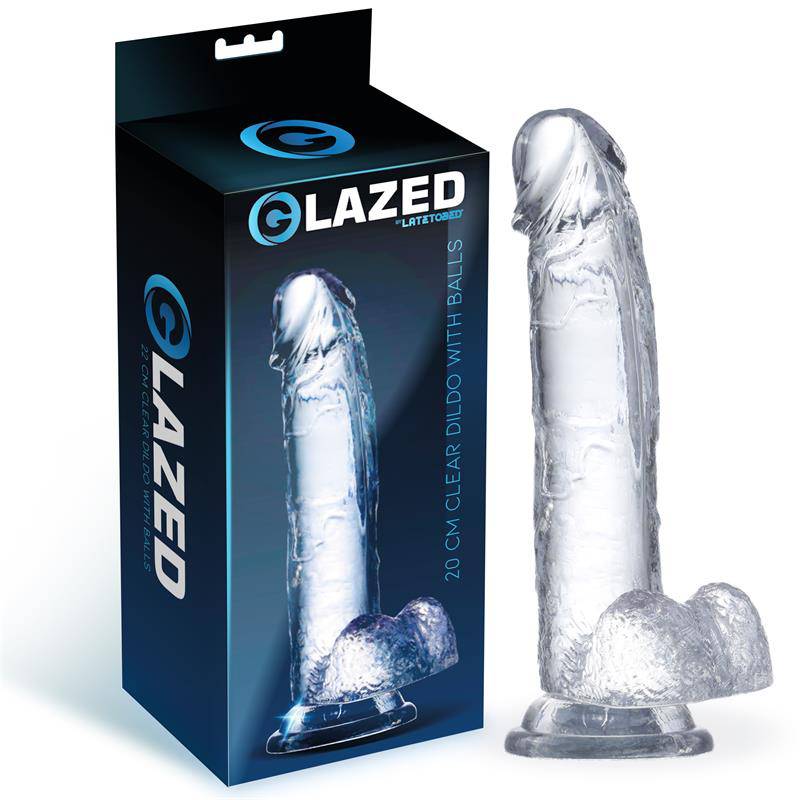 Realistic Dildo with Testicles Crystal Material 20 cm - secretsextoys.store