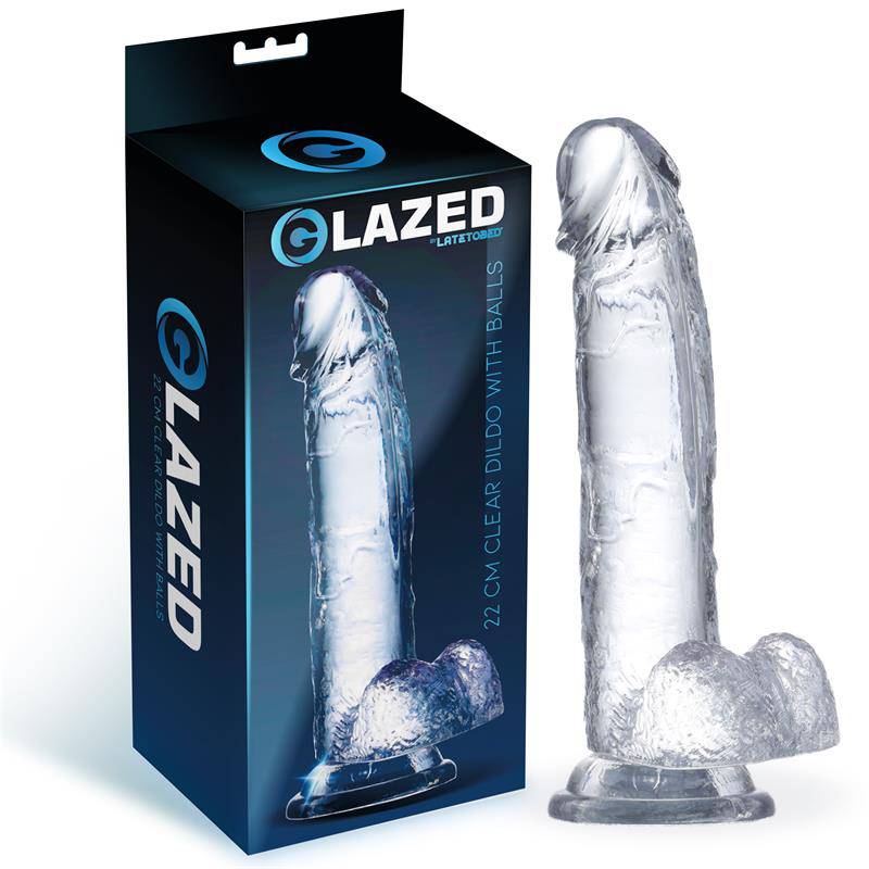 Realistic Dildo with Testicles Crystal Material 22 cm - secretsextoys.store