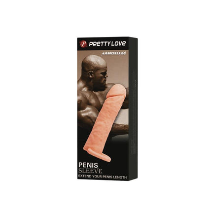 Realistic Penis Sleeve Medium Flesh - lifelike extension packaging with flesh tone texture, enhancing intimate experiences.