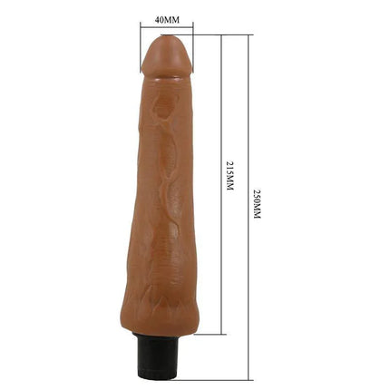 Realistic Sliding skin Dildo Alfredo 9,8 with detailed texture and dimensions shown, offering lifelike stimulation and design.