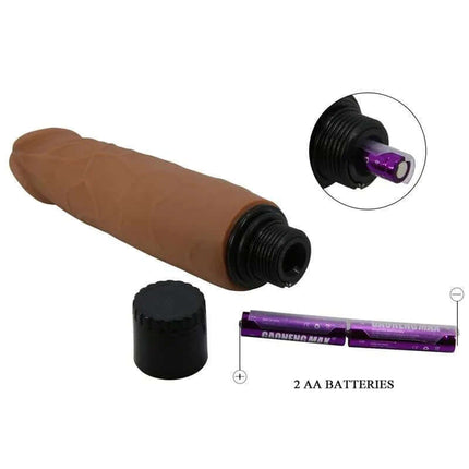 Realistic Sliding Skin Dildo Waldorf 8,5 with veined shaft and battery compartment