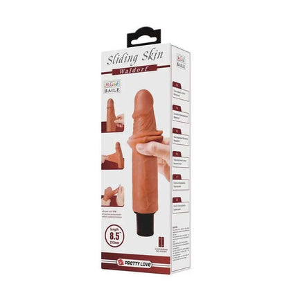 Packaging of Realistic Sliding Skin Dildo Waldorf 8,5 showing lifelike texture and features.