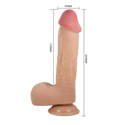 Realistic Sliding Skin Vibrator 9.2 with Suction Base showcasing lifelike texture and secure suction base design.