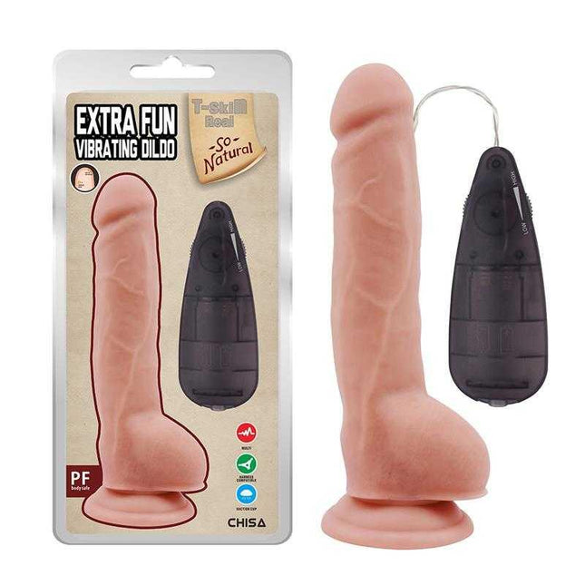 Realistic Vibrating Dildo with Suction Cup featuring dual-density TPE and wired remote, ideal for solo and shared exploration.