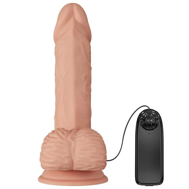 Realistic Vibrator 8,1 Remote Control with textured surface and remote for lifelike stimulation, dildo with 14 cm insertable length.