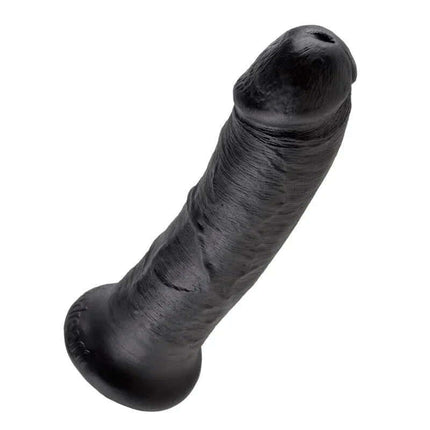 Reaslitic Dildo 8 - Hyper-realistic black 8-inch dildo with suction cup for lifelike pleasure, solo exploration or shared play.