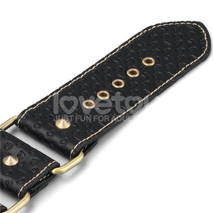 Black Rebellion Reign Ankle Cuffs with bronze spikes, made from durable premium PU material for a bold vintage style.