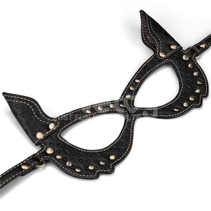Rebellion Reign Bunny Eye Mask with bold PU construction and adjustable straps for intimate role-playing and mystery.