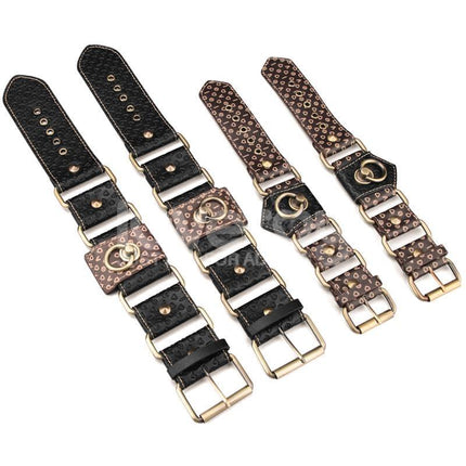 Rebellion Reign Hogtie Set featuring handcuffs, ankle cuffs, and bronze spiked accents for immersive bondage play.