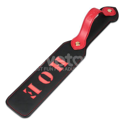 Rebellion Reign Paddle HOE 15 with HOE cut-out design, durable PU material, and a red handle for precise control and impact pleasure.