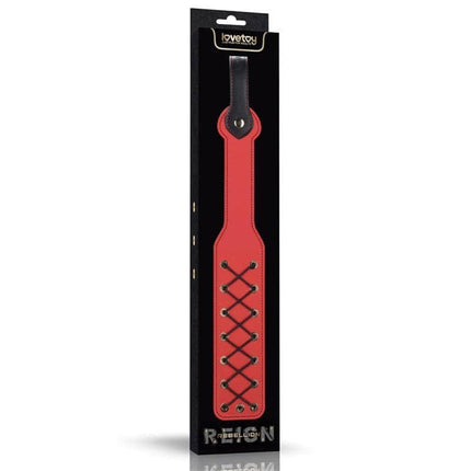 Rebellion Reign Rope Paddle 15 with distinctive textured surface for intensified spanking experience.