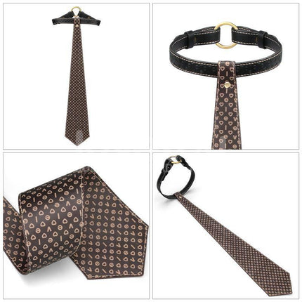 Rebellion Reign Tie Collar with bold 19.5-inch design, featuring sleek PU material and statement patterns for edgy ensembles.