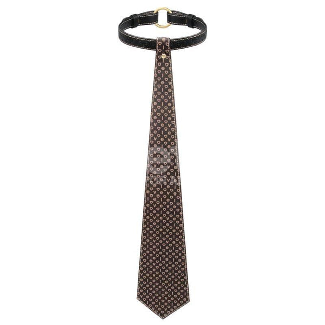 Rebellion Reign Tie Collar with 19.5-inch patterned tie and durable PU material, perfect for edgy and dramatic fashion statements.