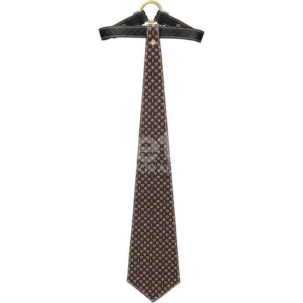 Rebellion Reign Tie Collar with brown patterned design and durable PU material for bold fashion statements.