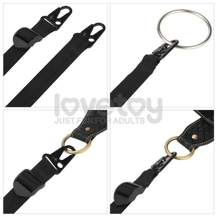 Rebellion Reign Under Mattress Restraint kit showing durable PU cuffs and nylon straps for discreet, secure adult play.