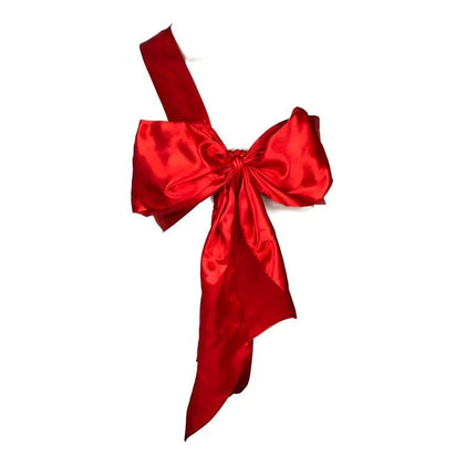 Red Sexy Costume Bow made from silky satin ribbon for a flirty outfit accessory