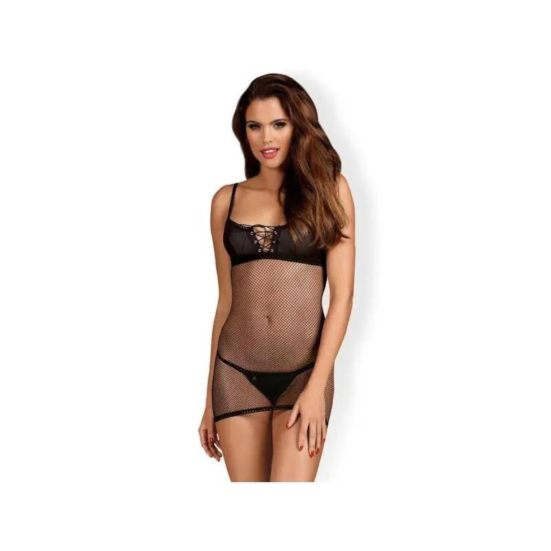 Redella Chemise and Thong Black - secretsextoys.store