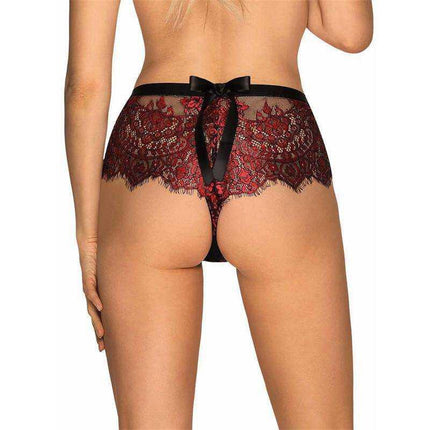 Redessia Lace Panties with floral pattern and back bow detail showcased from behind, highlighting elegant and sensual lingerie design.
