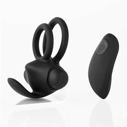 Reerin Dual Vibrating Ring USB Remote Control USB Silicone featuring dual-ring design and remote for enhanced pleasure.