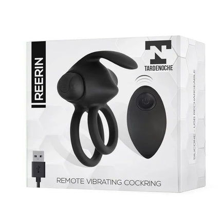 Reerin Dual Vibrating Ring USB Remote Control USB Silicone, premium silicone couples' toy with dual-ring and vibrating bullet.