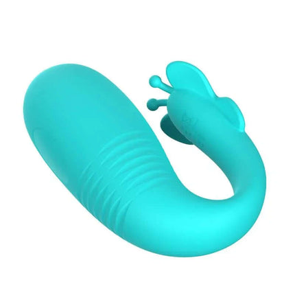Remi Stimulator with Vibration and Thrusting in teal, designed for targeted stimulation with ergonomic shape and textured surface.