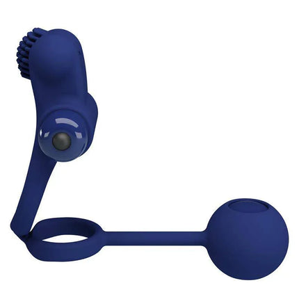 Remington Double Vibrating Cock Ring in blue, featuring dual rings and a smooth finish, designed for enhanced couple's stimulation.