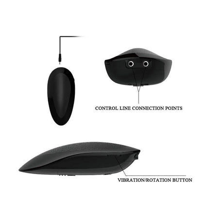 Remote Control Vibrating Dildo with Rotation detailed control features showing connection points and vibration/rotation buttons