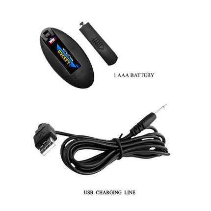 USB charging cable and AAA battery for Remote-Controlled Anal Plug with Vibration and Rotation - USB device