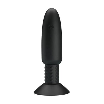Remote-Controlled Anal Plug with Vibration and Rotation - USB, black, features wireless remote for enhanced pleasure, USB-rechargeable.