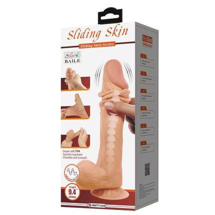 Packaging of Remote Vibrating Dildo 24 cm with Sliding Skin, featuring lifelike texture and dual-density design for realistic pleasure.
