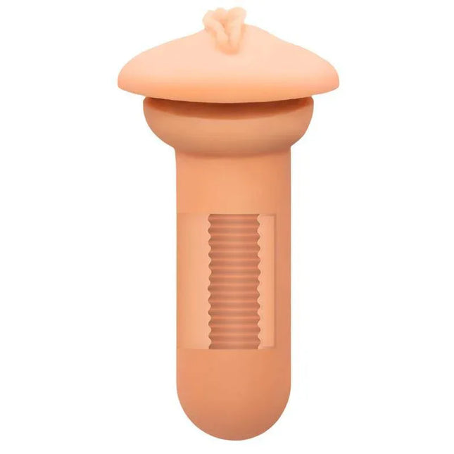 Replacement Vagina Size C sleeve for Autoblow in beige, showcasing internal texture and lifelike design.