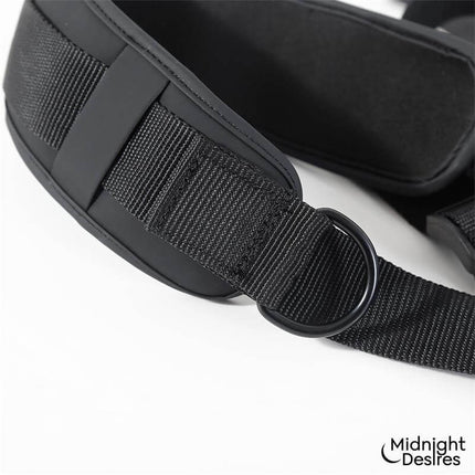 Restraint Set with Neck Suport made of vegan leather showing adjustable straps for secure, comfortable play.