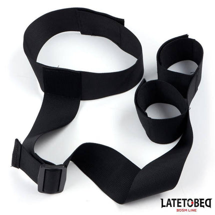 Ribbon Neck to Wrist Bondage set from Latetobed BDSM Line featuring adjustable Velcro collar and wrist restraints for secure fit.