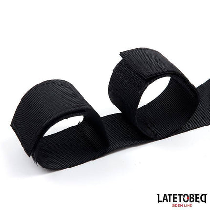 Ribbon Neck to Wrist Bondage black restraint set from Latetobed BDSM Line for intense roleplay and power exchange.